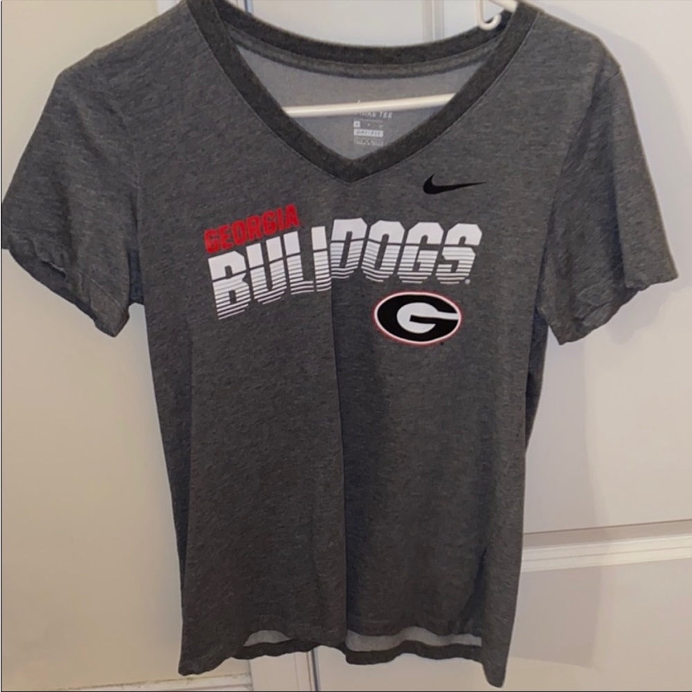 Georgia Bulldogs Nike Grey V Neck T-shirt UGS top